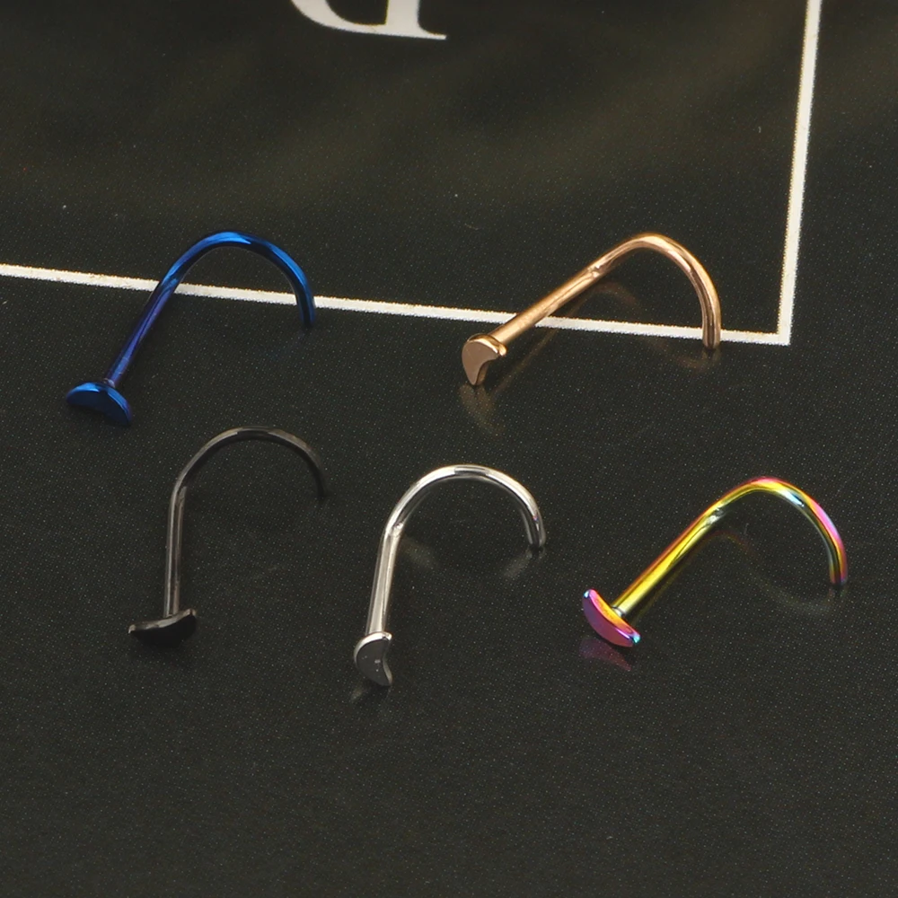 100/500 PCS 20G Moon Nose Rings for Women Nose Piercings Jewelry Nose Rings Hoops Nose Studs Screw Stainless Steel for Women Men