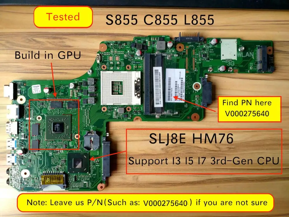 Оригинальная материнская плата для ноутбука Toshiba Satellite S855 C855 L855 HM76 HD7670M видеокарта