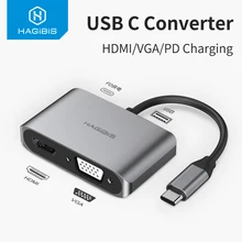Hagibis Usb C Hubvga Adapter Type C Naar Hdmi-Compatibel 4K Thunderbolt 3 Voor Samsung Galaxy S10/s9/S8 Huawei Mate 20/P30 Pro