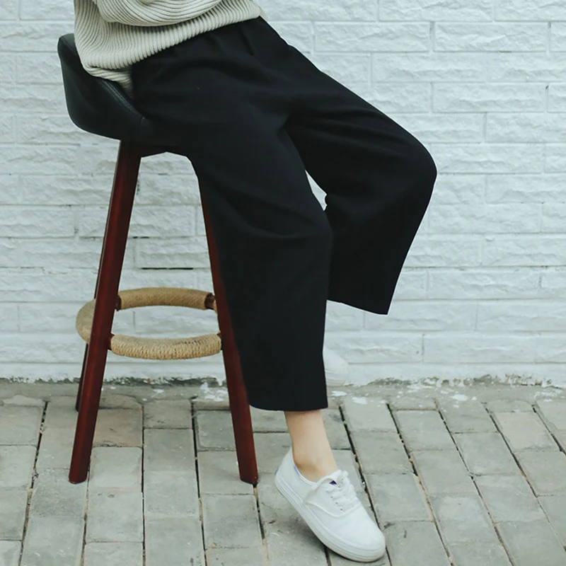Wide Leg Pants Ulzzang Women Solid High Waist Trousers Pleated Loose Casual Elegant Womens Korean Style Chic School Daily Girls 6 Wide Leg Pants Ulzzang Women Solid High Waist Trousers Pleated Loose Casual Elegant Womens Korean Style Chic School Daily Girls 6