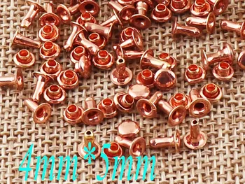 

300sets Round Rose Gold Rivets 4mm MINI Double Cap Rivets Studs Leather Riveted Fastener,Snaps Prong Studs Rivet