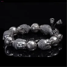 Будда S999, серебряный браслет, чистый серебряный браслет для мужчин, тайский серебряный мужской браслет с бусинами Будды, серебряный браслет для мужчин