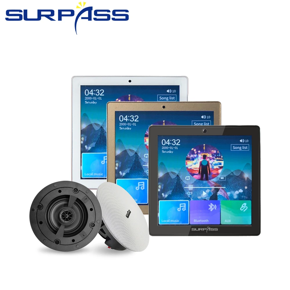 US $137.75 Smart Touch Screen In Wall Amplifier Bluetooth FM 225W Audio PA Ceiling Speaker Music Kit HiFi Stereo Sound Home Theatre System