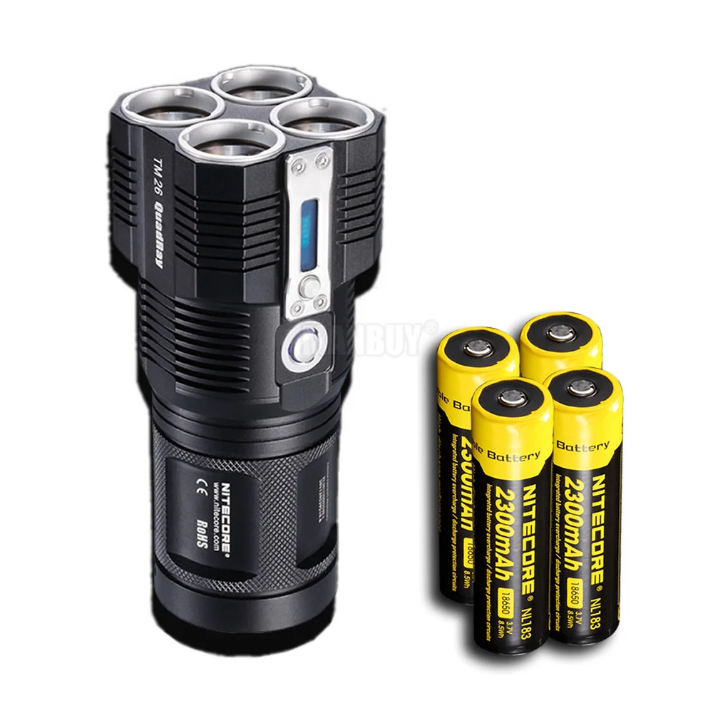 NITECORE TM26 Led 4000 люмен 454 м расстояние Oled дисплей поиск перезаряжаемый фонарик+ батарея 18650+ NHM10