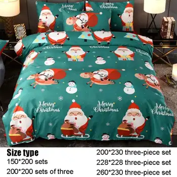 

High Quality Christmas Santa Claus Print Bedding Set 3Pcs Duvet Cover Pillowcase Twin Full Comforter Bed Gift For Kid