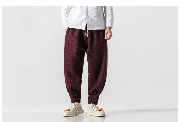 Мужские зимние толстые флисовые повседневные шерстяные брюки мужские винтажные уличные хип-хоп свободные брюки китайские спортивные штаны размера плюс 5XL