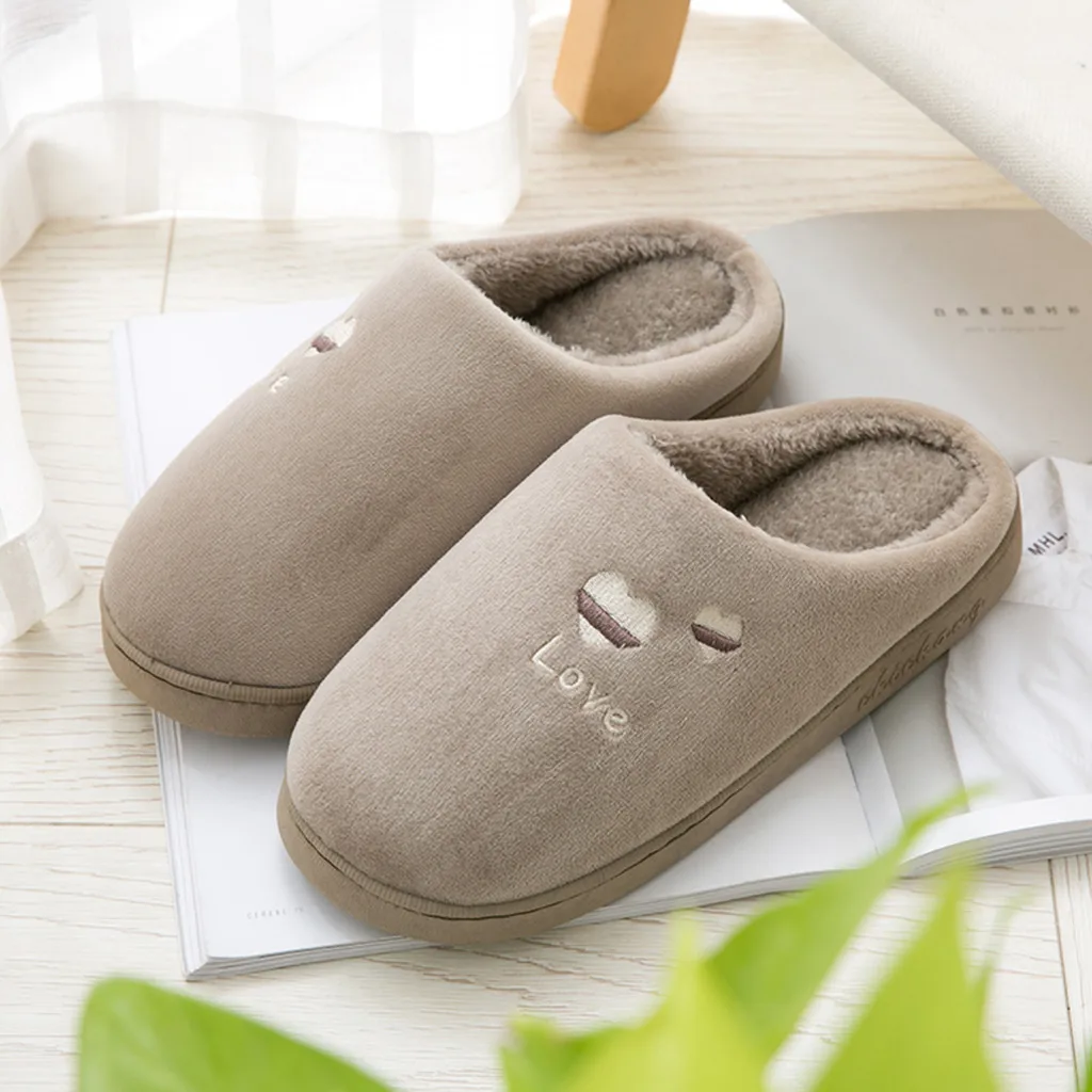 

MUQGEW Couples Warm slippers home shoes classics short plush Non-slip Home Slippers Large Size Indoor Bedroom Shoes chaussures