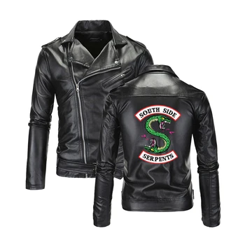 

Southside Riverdale jacket Loose coat Turn-down collar Leather Jackets Serpents Riverdale Streetwear Leather south side serpents