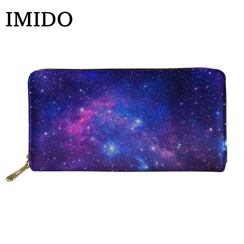 IMIDO, 3D, космос, огромная Вселенная, звездное небо, солнечная система, узор,, новинка, длинный женский кошелек, кошелек для денег, сумка для монет - Цвет: as picture