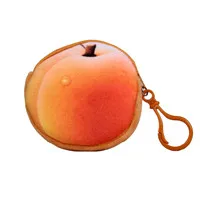 Yellow peach Кошелек для монет женский мини 3D кошелёк для монет с фруктом мини-сумочка для ключей мини-сумка женский маленький кошелек на застежке кошелек для девочек - Цвет: Yellow peach