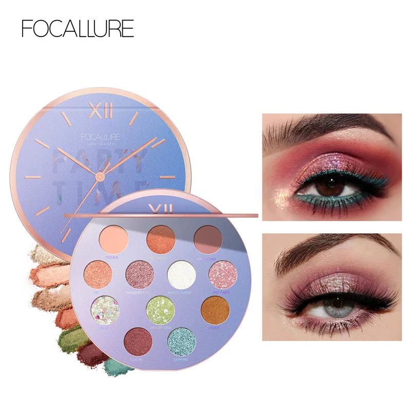 FOCALLURE, палитра теней для век, 12 цветов, прессованная матовая блестящая пудра для глаз, профессиональный макияж, палитра теней для век