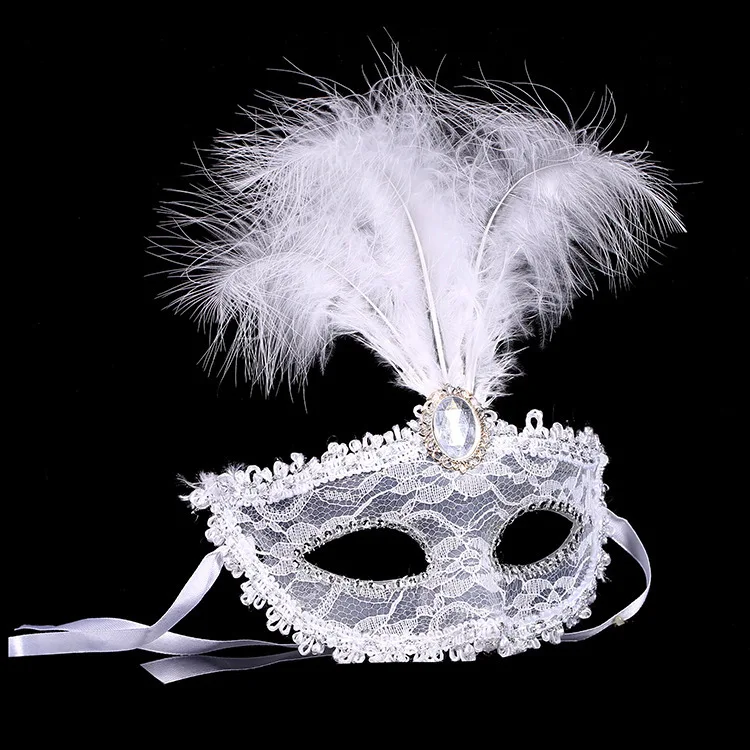 

Halloween Articles New Style Half Face Side Feather Mask Venice Makeup Ball Princess Beauty Lace Mask