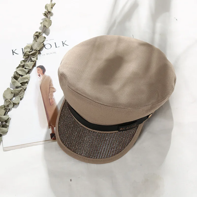 Модная унисекс шикарная военная шляпа из хлопка, Осенние шляпы матроса для женщин и мужчин, черная плоская Женская кепка для путешествий, Кепка Капитана