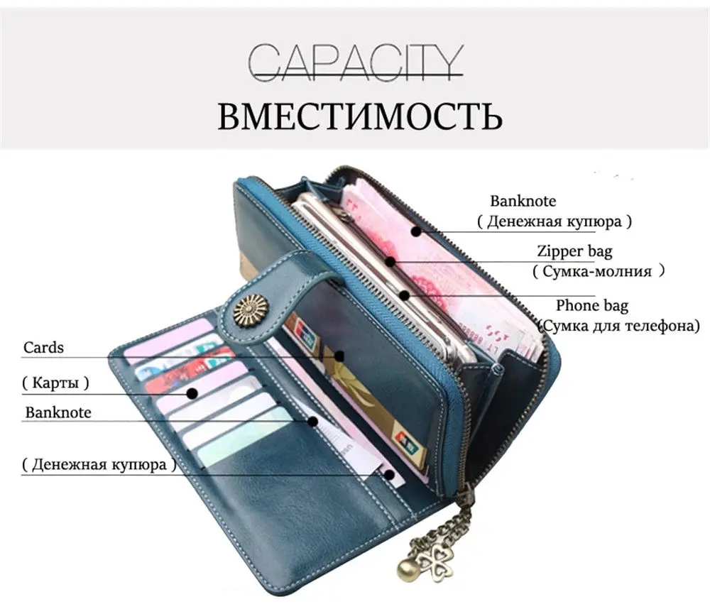 Местный сток Модные женские масла кожаный бумажник кошелек сумочка леди длинная ручная сумка визитница длинный держатель карты Чехол кошелек для женщин