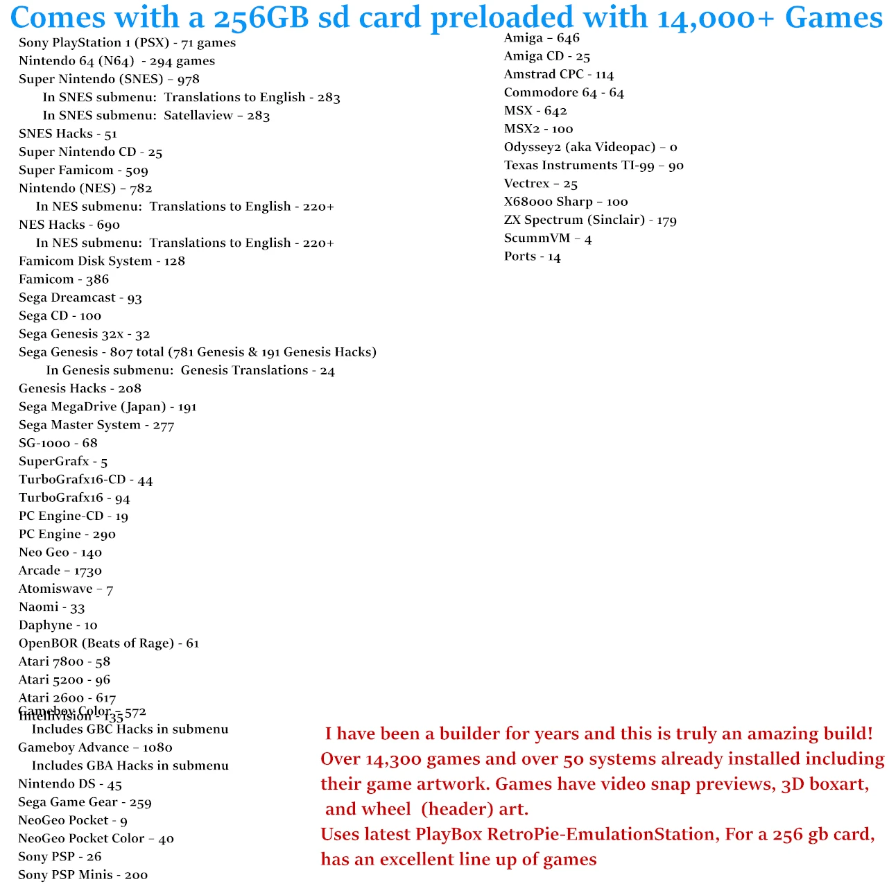 Estação de Emulação para Raspberry Pré-visualizações-14000 + Jogos Micro Cartão Retropie 4.6 pi 4 3d Boxart Vídeo 50 Sistema 256 gb sd - Image 2