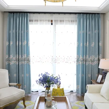 

Morden Curtains for Living Dining Room Bedroom American Pastoral Small Fresh Printed Curtains Finished Product Customization