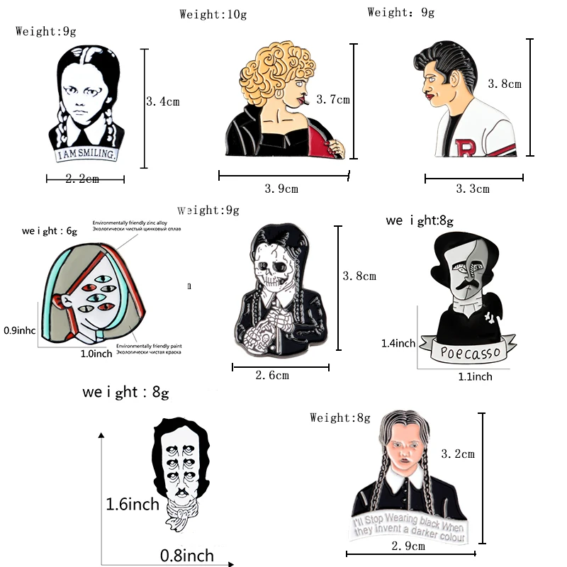 Multiple Punk Face enamel Pin Badge Dark Sentiments Multi-eye Sandy Danny Lapel Brooches for Women Men Abstract portrait Jewelry