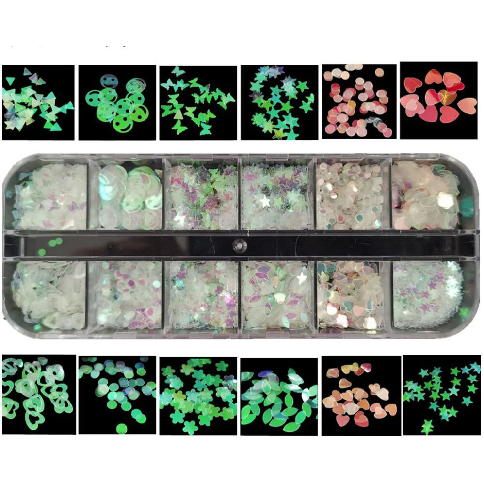 Переливающийся массивный праздничный блеск, холиграфический блеск, блестки AB, звезда, бабочка, сердце, Луна, блеск для ногтей, для нейл-арта, макияжа - Цвет: Glitter C