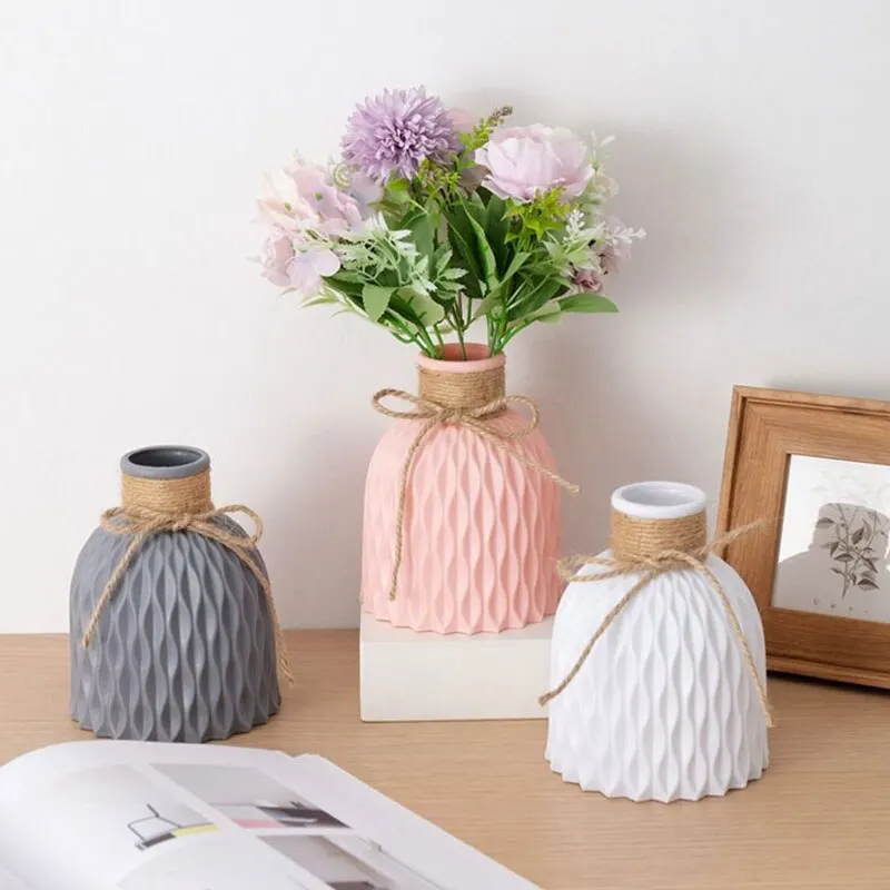 Flower Vase Home Decor European Imitation Ceramic Rattan Wedding Flower