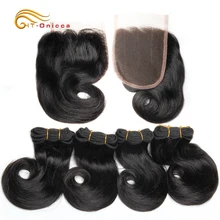 Natural Curly Human Hair Bundles With Closure Brazilian Human Hair Bouncy Curly Bundles With Closure 4*4 Lace Three Part T1b 30