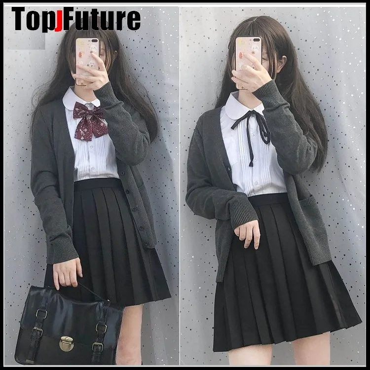 

2020 Spring Cosplay School Uniform Sweater For Girls Women Long Sleeve Knitted Japanese Sailor Uniform Cardigans SAILOR SUIT