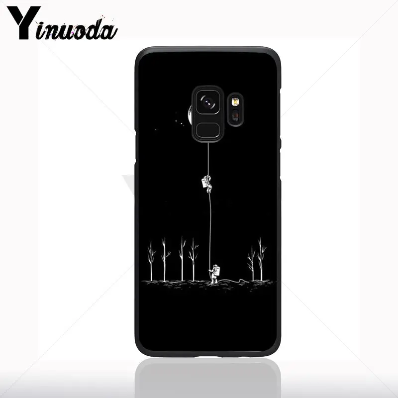 Ruang Bulan Astronot Hitam Cell Phone Case untuk Samsung Galaxy S10plus S9 Plus S8plus S10E A50 A70 A10 Kasus Ponsel