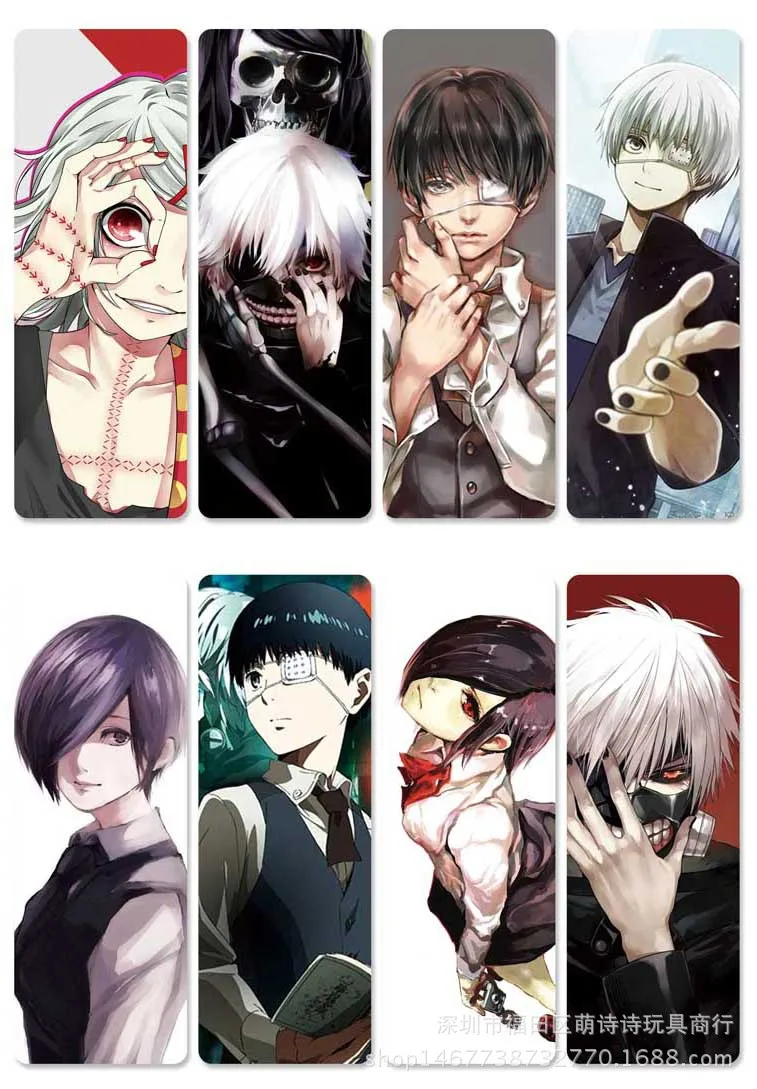 8pcs anime japan tokyo ghoul bookmarks waterproof transparent pvc plastic bookmark beautiful book marks student gift a3404 figurines miniatures aliexpress