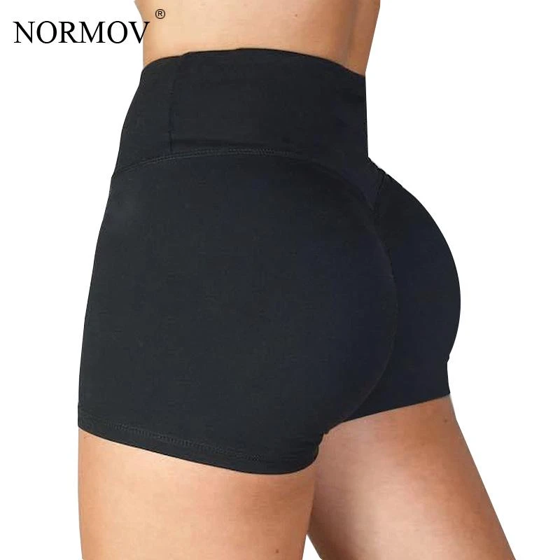 NORMOV Shorts Women Black High Waist Push Up Workout Shorts Women Casual Solid Color Summer Fitness Shorts booty shorts for women