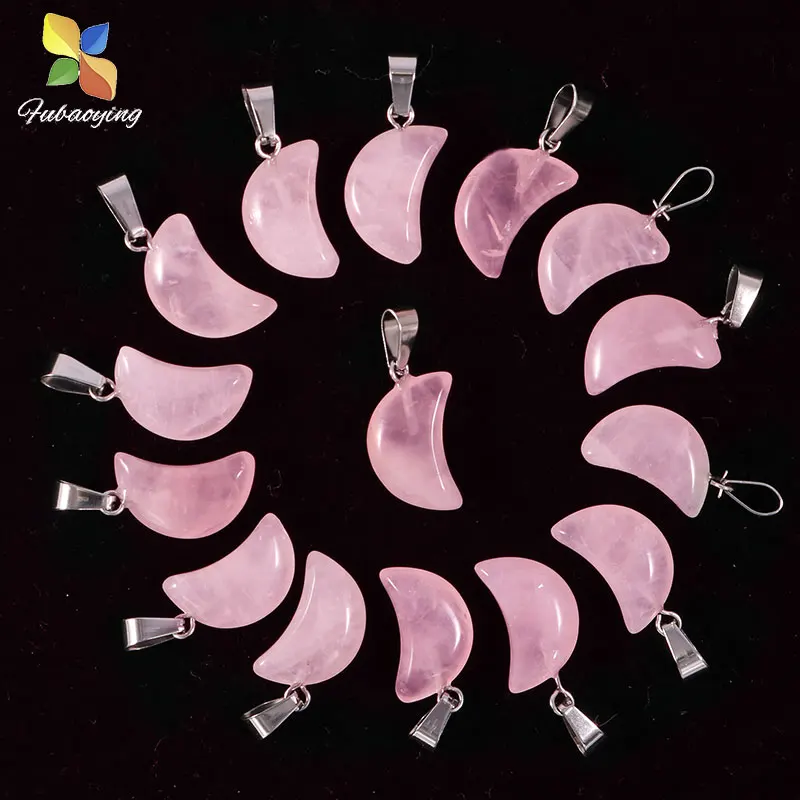 Heart Pink Quartz Natural Stone Necklace Pendants Wholesale 50pcs Lot Charms Pendant DIY For Jewelry Making Women Gift 2