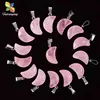 Heart Pink Quartz Natural Stone Necklace Pendants Wholesale 50pcs Lot Charms Pendant DIY For Jewelry Making Women Gift 2