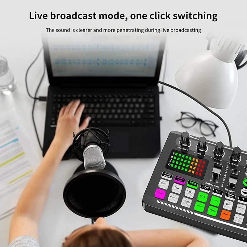 Placa de Som ao Vivo e Interface de Áudio com Efeitos de dj Mixer e Trocador de Voz Misturador de Áudio Bluetooth para Youtube Estéreo Streaming de dj - Image 4