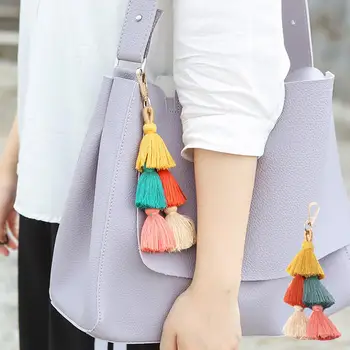 

Boho Women Colorful Tassel Key Chain Handbag Accessories Car Keyring Purse Decor