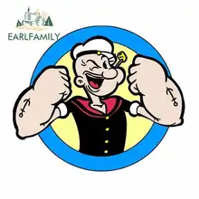 EARLFAMILY 13cm x 11.1cm for Popeye The Sailor Blue Car Stickers Vinyl JDM Bumper Trunk Truck Graphics RV VAN 3D DIY Fine Decal