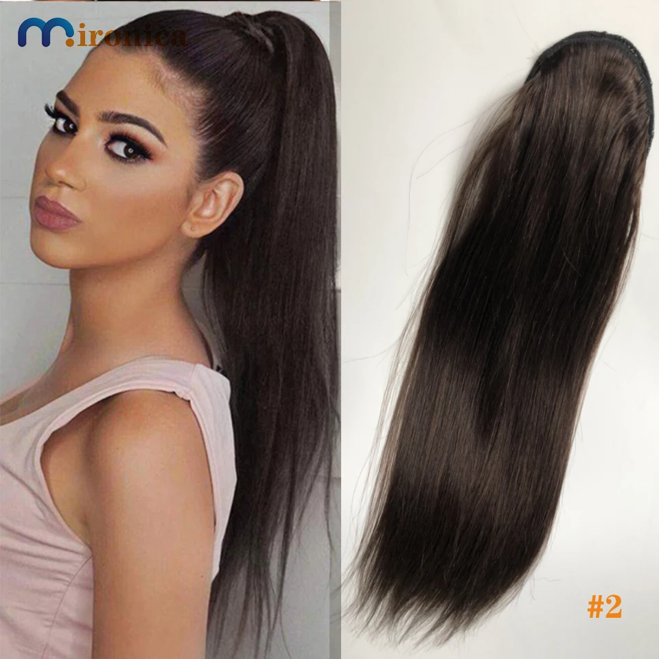 MIRONICA-extensiones de cabello humano para mujer, coleta con Clip, coleta recta brasileña, Remy
