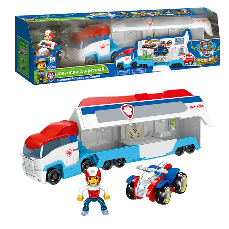 

Paw patrol toy car 70CM large bus patrol set front head detachable Ryder rescue music model action characters children Christmas