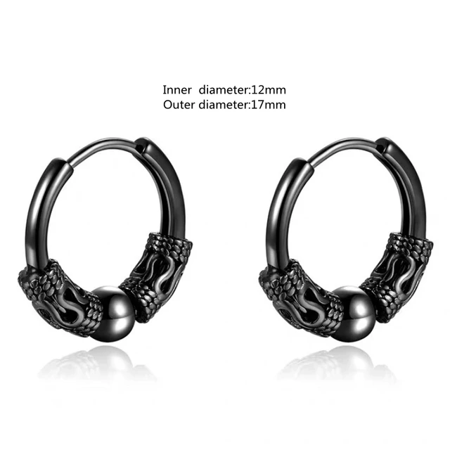 Huggie Hoop Earrings Small Stainless Steel Earrings Women Men Ear Piercing Ring Anti-Allergic Jewelry AL4375-Black