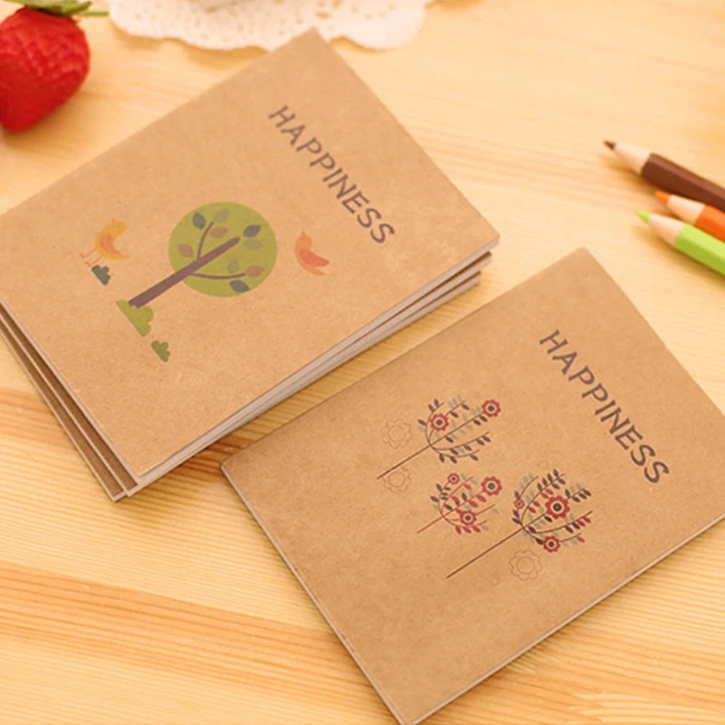 

Kraft Paper Notebook Diary Kawaii Cartoon Mini To Do List MemoPad Notes Stationary Cute Journal for School Office Accessories