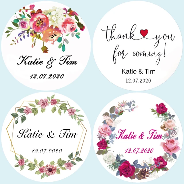 Wedding thank you stickers,Wedding Stickers,Custom Wedding labels,Floral wedding  stickers,personalized wedding labels - AliExpress