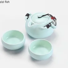 Китайский дорожный чайный набор кунг-фу керамический портативный чайник фарфоровый чайный сервиз гайванские чашки для чая церемонии чая чайник с сумкой для путешествий