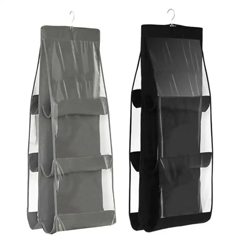 Новое поступление, 6 карманов, прозрачная подвесная сумка, вместительная сумка-Органайзер, экономия пространства, вешалка для шкафа, сумка для хранения, Анти-пыль, крючок, вешалка
