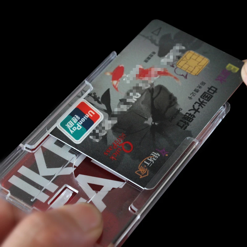 Uds duro sostenedor de insignias plástico Doble Tarjeta de titular de tarjeta de identificación de negocios transparente Vertical titular de la tarjeta de crédito titular de la placa de