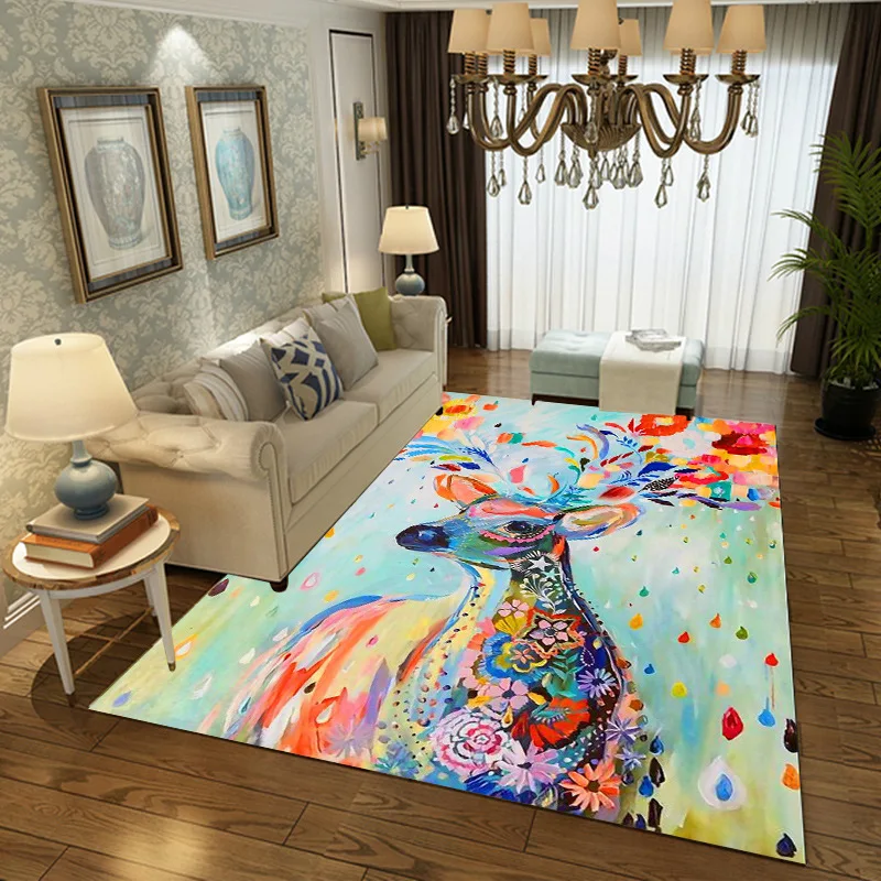 

Super Soft Flannel Abstract drawed Elk Carpet livingroom baby crawling rug thick play mat tapis Non-slip blanket 100*160cm