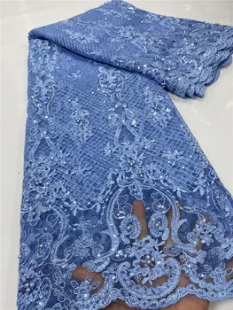 

XIYA Latest French Beaded Lace Tulle Fabric 2020 High Quality Wholesale Nigerian African Lace Fabric For Women Dress QF3520B-1