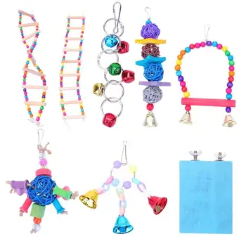 

8Pcs Chewing Toiys Bright Color Lovely Durable Creative Pet Chewing Toys Parrot Supply Bite Toys for Parrot Birds Pet