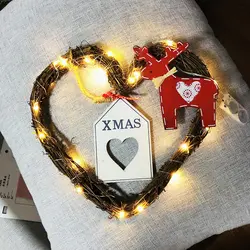 Домашнее дерево ротанга дети звезда сердце круг светодиодный свет шнура стол Сделай Сам легкие рождественские украшения для подарков