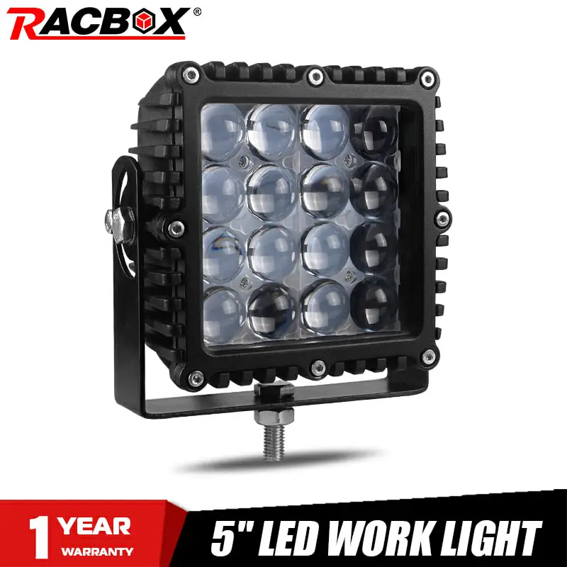 Racbox 5 дюймов Квадратный внедорожный DRL светодиодный рабочий светильник прожектор Точечный светильник комбинированный луч 12 в 24 В для Jeep 4x4 ATV 4WD SUV автомобильный Стайлинг