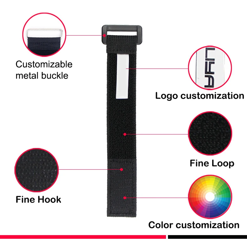 Description Picture 4 of item5Pcs Reusable Elastic Hook Loop Tie Down Elastic Band Fastener Straps Nylon Multipurpose Adjustable Cord Wraps Cables Organizing