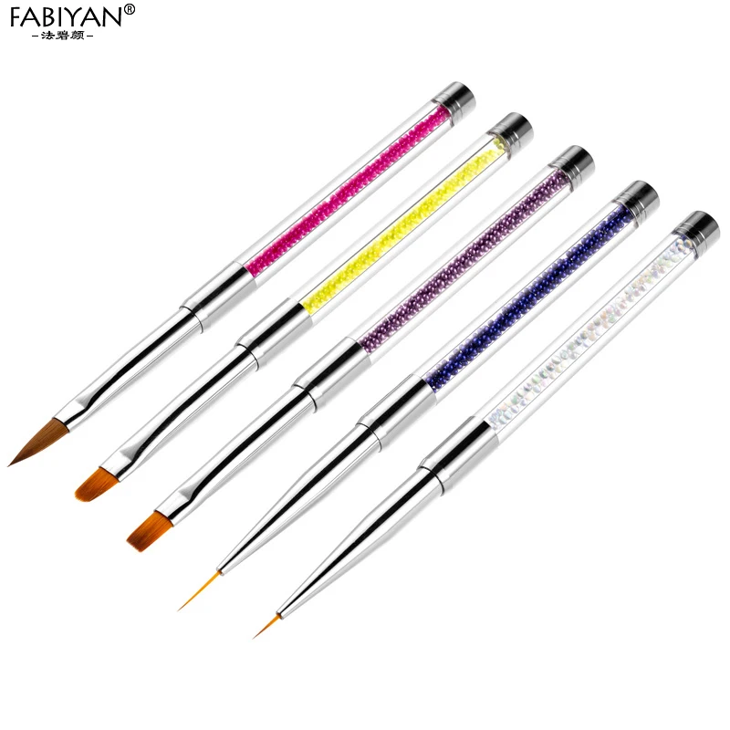 

Кисть для дизайна ногтей с бусинами, для рисования, линий, наращивания, Плоская Круглая резьба, кристалл, акриловая ручка, УФ инструмент для работы с гелем маникюр