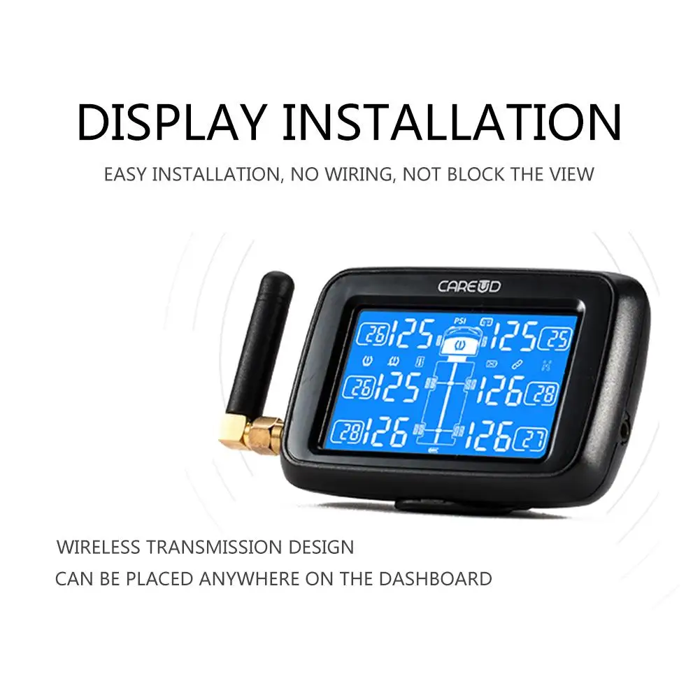 CAREUD U901T-WF, автомобильные грузовики, TPMS, автомобильная беспроводная система контроля давления в шинах+ 6 колесный внешний датчик, сменный ЖК-аккумулятор
