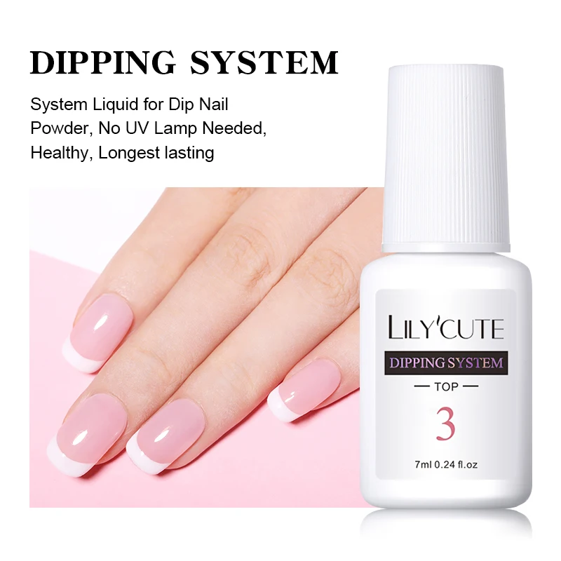 

LILYCUTE 7ml Dipping Nail Powder System Liquid Clear Base Activator Top Nail Art Dip System Liquid No Need UV Lamp Manicure